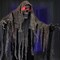 6 Feet Hanging Grim Reaper Halloween Animatronic with Red LED Eyes & Fluttering Robes, Battery Powered